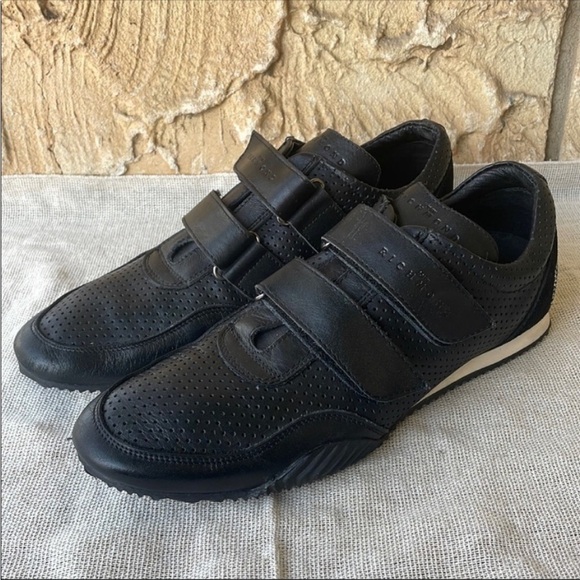 John Richmond Leather trainers Bling Back Velcro Size 39 Logo Rare - Picture 1 of 14